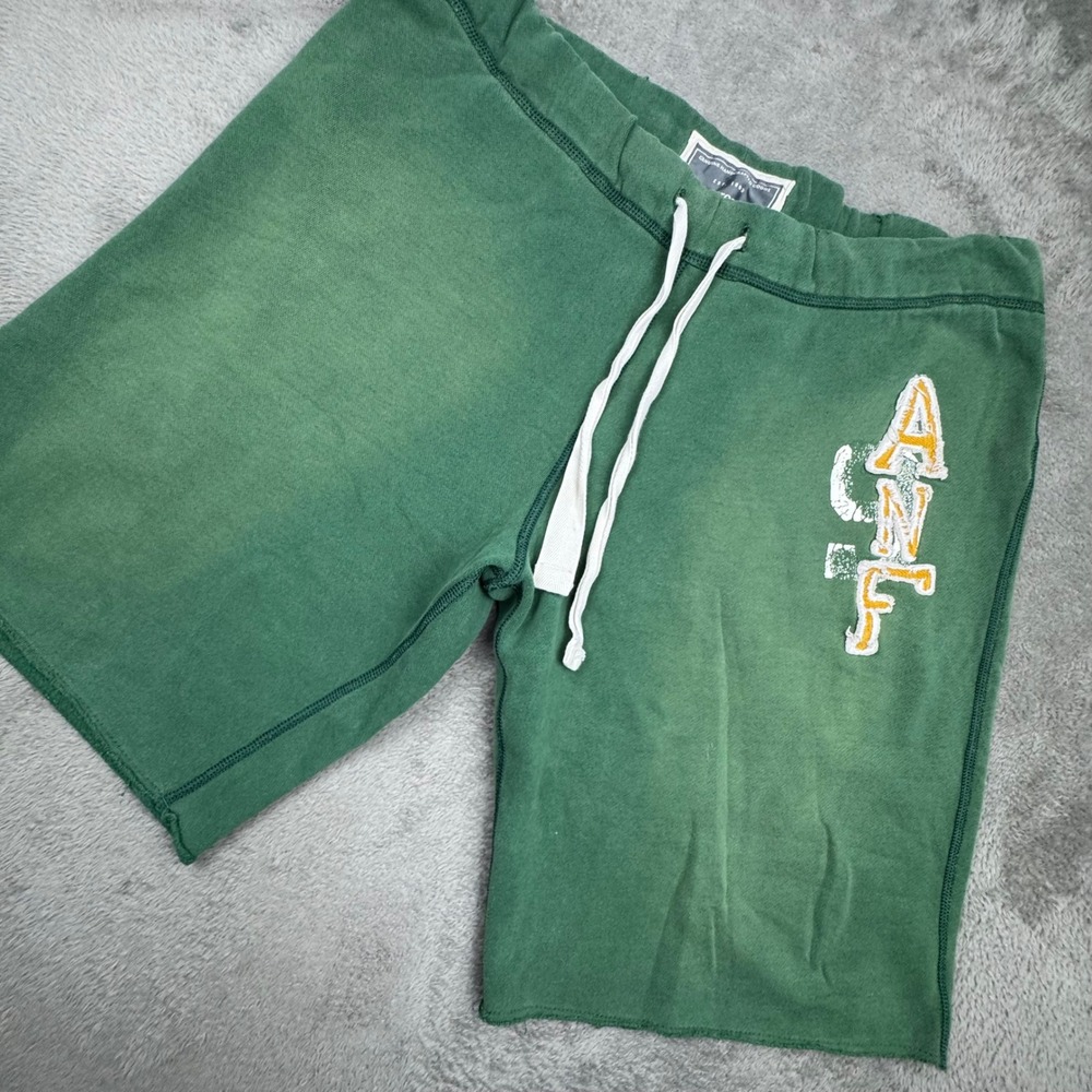Abercrombie & Fitch Sweat Shorts Mens XL Green Excellent Vintage ANF Logo Fleece